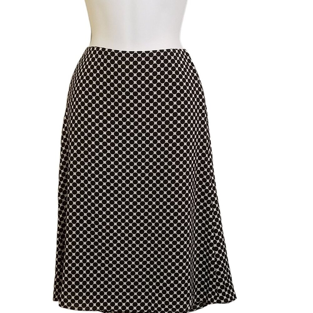 Nineβ & Co Skirt Womens Size 4 Fully Lined A-line Career Black White Dots